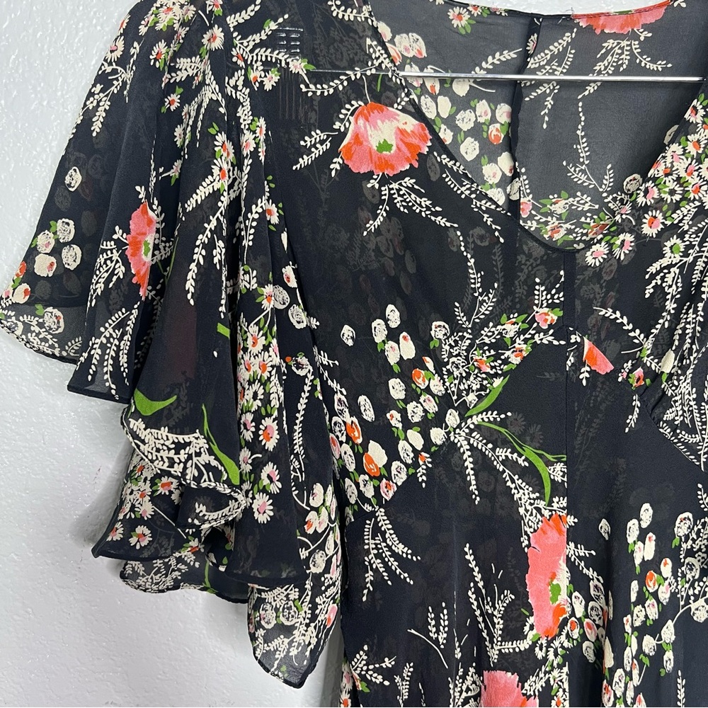 Anthropologie Black Floral Midi Dress - Picture 9 of 11